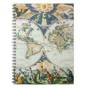 Vintage Antique Old World Map by Pieter Goos, 1666 Notebook