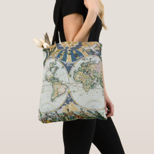 Vintage Antique Old World Map by Pieter Goos, 1666 Tote Bag