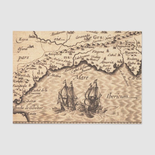 Vintage Antique Old World Maps Tissue Paper (Front)