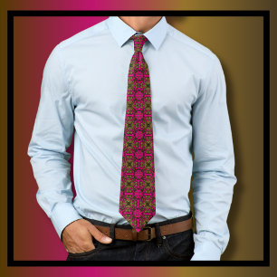 Vintage Antique Ornate Gold Damask Pattern Tie