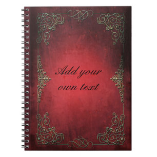Vintage Antique Ornate Red Gold Personalised Notebook