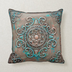 Vintage antique ornate tile Pillow