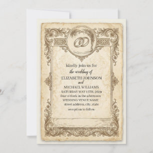 Vintage Antique Parchment Wedding Invitation