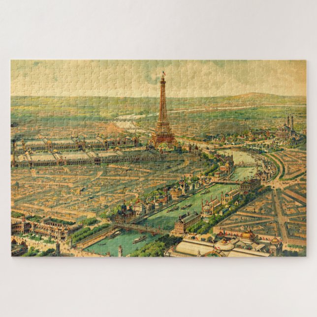 Vintage Antique Paris Print Jigsaw Puzzle (Horizontal)