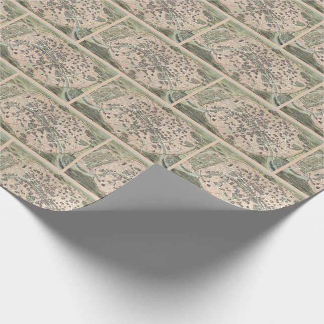 Vintage Antique Paris Street Map Wrapping Paper (Corner)