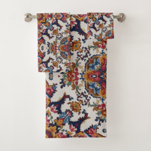 Vintage Antique Persian Oriental Turkish Pattern Bath Towel Set