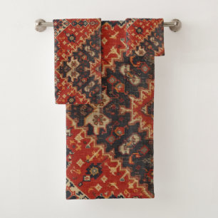 Vintage Antique Persian Oriental Turkish Pattern Bath Towel Set