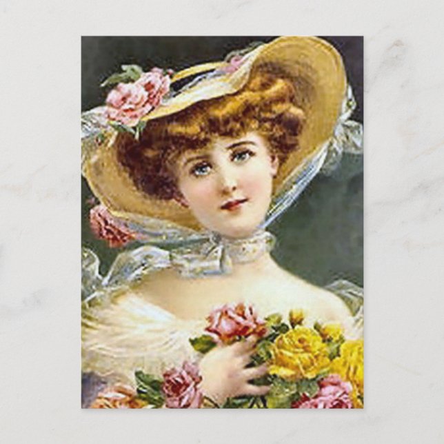Vintage Antique Portraits & Illustrations of Women Postcard (Front)