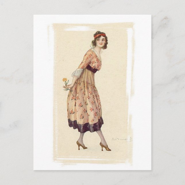 Vintage Antique Portraits & Illustrations of Women Postcard (Front)