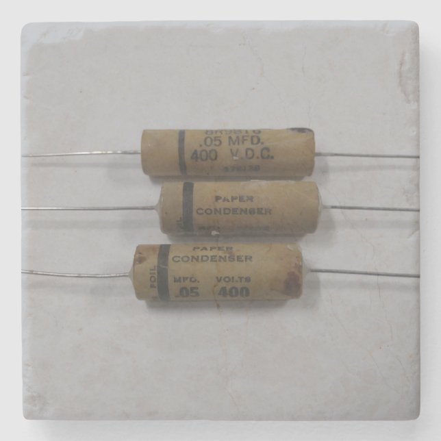 Vintage Antique Radio Capacitors Stone Coaster (Front)