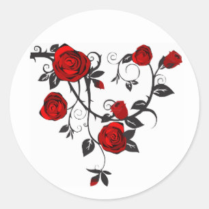 Vintage Antique Red Rose Vine Sticker