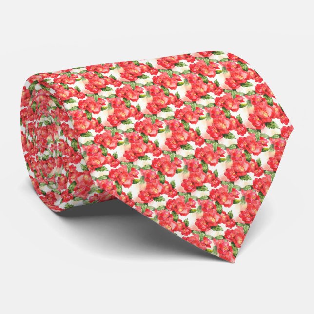Vintage Antique Red Roses Tie (Rolled)