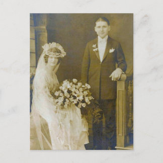Vintage Antique Romantic Bride and Groom Photos Postcard