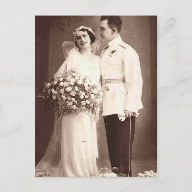 Vintage Antique Romantic Bride and Groom Photos Postcard (Front)