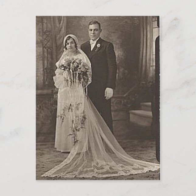 Vintage Antique Romantic Bride and Groom Photos Postcard (Front)