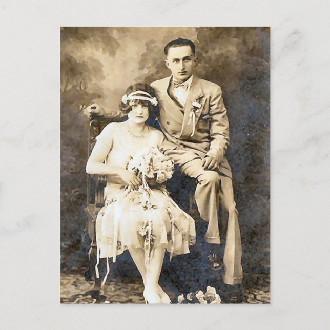 Vintage Antique Romantic Bride and Groom Photos Postcard (Front)