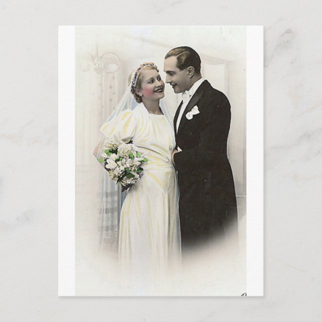 Vintage Antique Romantic Bride and Groom Photos Postcard (Front)