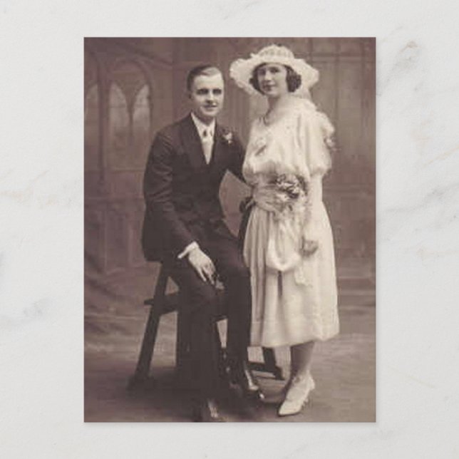 Vintage Antique Romantic Bride and Groom Photos Postcard (Front)