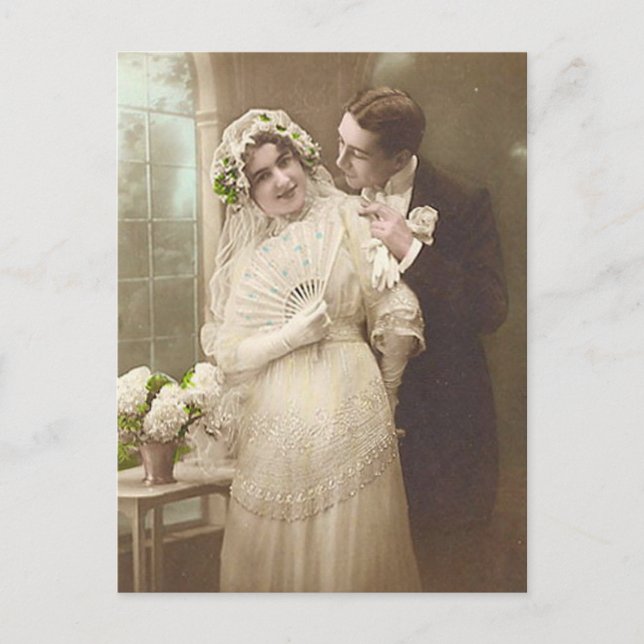Vintage Antique Romantic Bride and Groom Photos Postcard (Front)