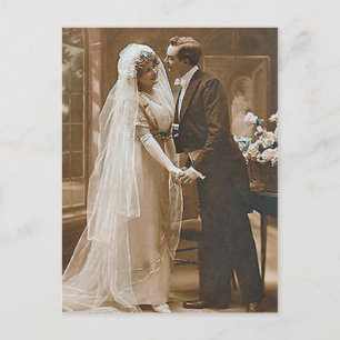 Vintage Antique Romantic Bride and Groom Photos Postcard