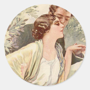Vintage Antique Romantic Couples Cards and Gifts Classic Round Sticker