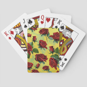 Vintage Antique Romantic Red Roses Love Playing Cards