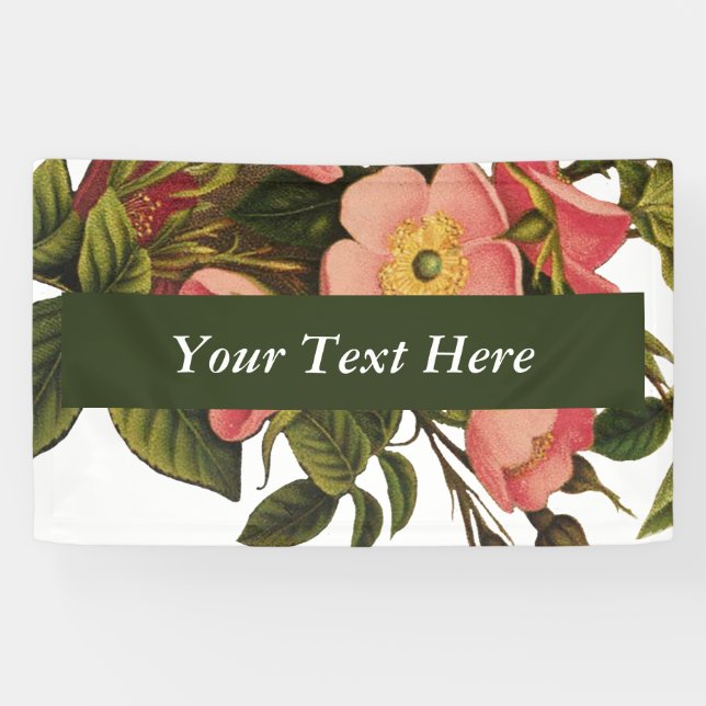 Vintage Antique Rose Art Drawing Elegant Banner (Horizontal)