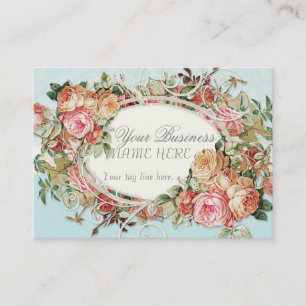 Vintage Antique Roses Floral Bouquet Modern Swirls Business Card