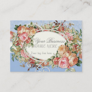 Vintage Antique Roses Floral Bouquet Modern Swirls Business Card