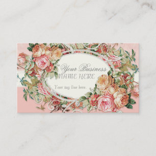 Vintage Antique Roses Floral Bouquet Modern Swirls Business Card