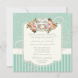 Vintage Antique Roses Floral Bouquet Modern Swirls Invitation