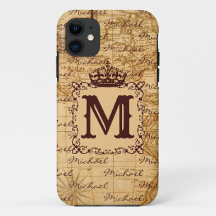 Vintage antique royal king world map rustic iPhone 11 case