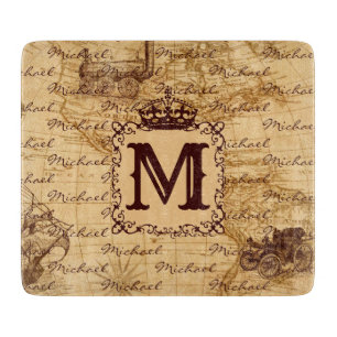 Vintage antique royal king world map rustic cutting board