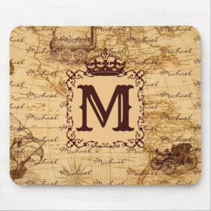 Vintage antique royal king world map rustic mouse mat