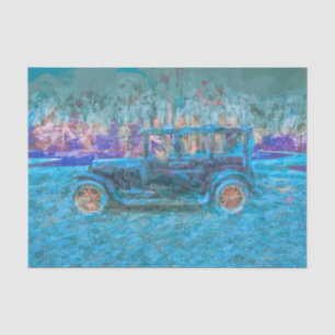 Vintage Antique Rustic Blue Teal Green Purple Car Tissue Paper