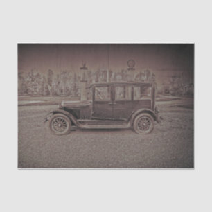 Vintage Antique Rustic Dark Sepia Classic Car Tissue Paper