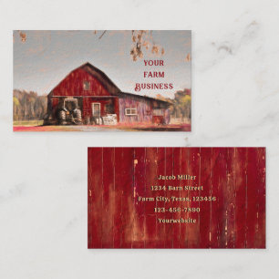 Vintage Antique Rustic Texture Sketch Art Red Barn Business Card