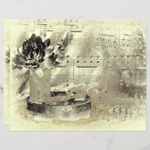Vintage Antique Sepia Beige Black Sheet Music