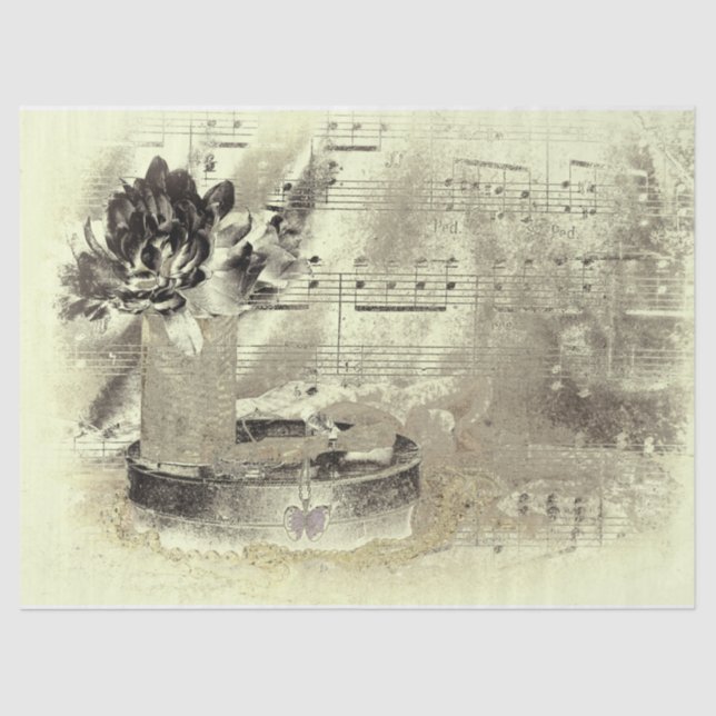 Vintage Antique Sepia Beige Black Sheet Music (Front)