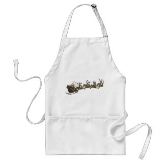 Vintage Antique Sepia Santa Sleigh Reindeers Standard Apron