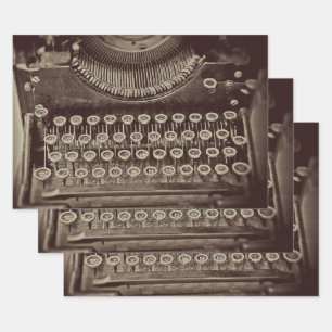 Vintage Antique Sepia Tone Typewriter Decoupage Wrapping Paper Sheet