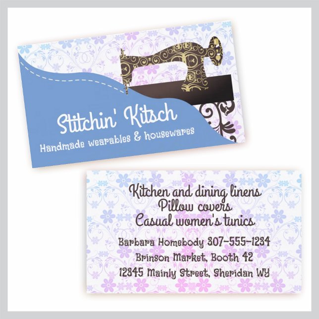 Vintage antique sewing machine seamstress stitches business card (Creator Uploaded)