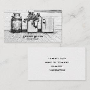 Vintage Antique Shop Black And White Country Jugs Business Card