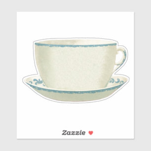 VINTAGE ANTIQUE TEACUP TRANSPARENT STICKER