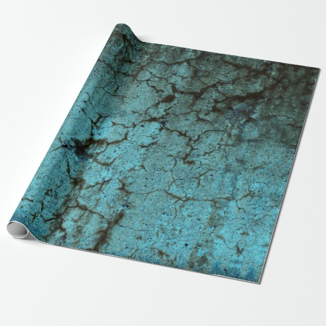 Vintage Antique Teal Green Texture Grunge Wrapping Paper (Unrolled)