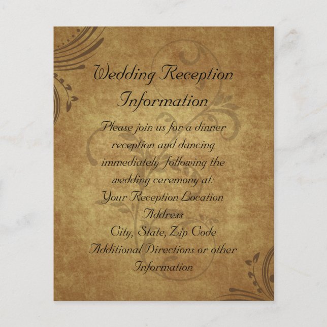 Vintage Antique Teastain Swirl Reception Map (Front)