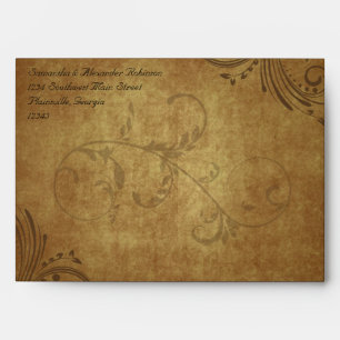 Vintage Antique Teastain Swirl Wedding Envelopes