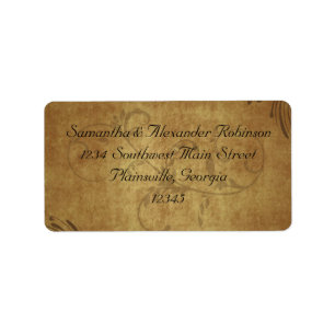 Vintage Antique Teastain Swirl Wedding Label