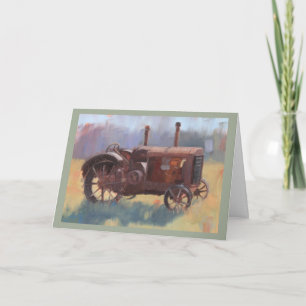 Vintage Antique Tractor Painting Father's Day Card