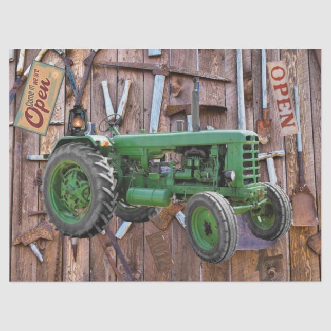 Vintage Antique Tractor Vintage Tools Tissue Paper (Front)